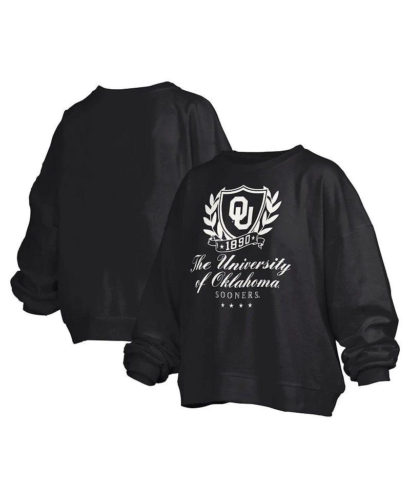 Pressbox Women's Black Oklahoma Sooners Big Aug Script Janice Oversized Pullover Sweatshirt