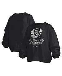 Pressbox Women's Black Oklahoma Sooners Big Aug Script Janice Oversized Pullover Sweatshirt