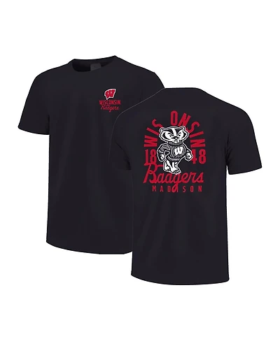Image One Big Boys and Girls Black Wisconsin Badgers Comfort Colors Mascot Overlay T-Shirt