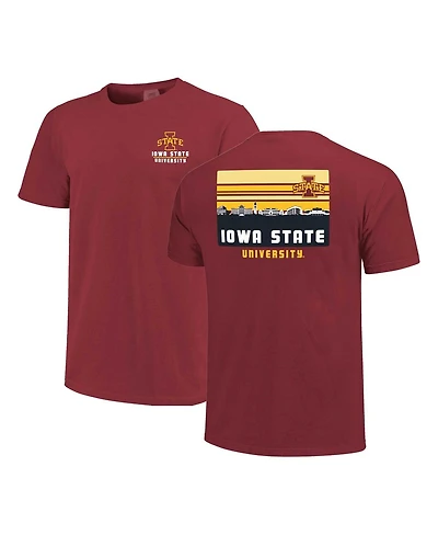 Image One Men's Cardinal Iowa State Cyclones Striped Campus Skyline T-Shirt