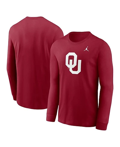 Jordan Men's Crimson Oklahoma Sooners Primary Logo Long Sleeve T-Shirt