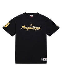 Mitchell & Ness Men's Mario Lemieux Black Pittsburgh Penguins Premium Nickname Vintage Logo T-Shirt