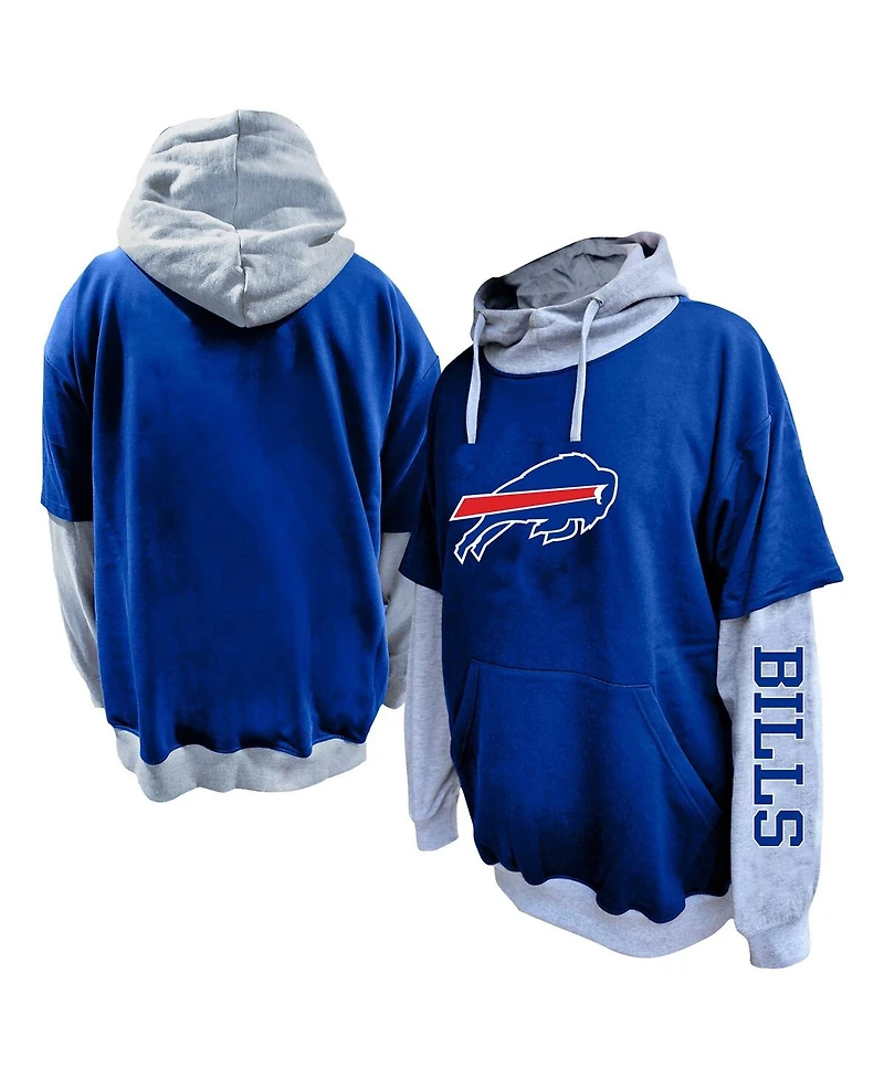 Profile Men's Royal/Heather Gray Buffalo Bills Big Tall Twofer Pullover Hoodie