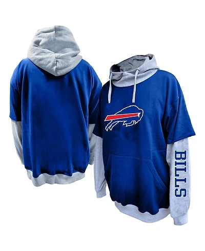 Profile Men's Royal/Heather Gray Buffalo Bills Big Tall Twofer Pullover Hoodie