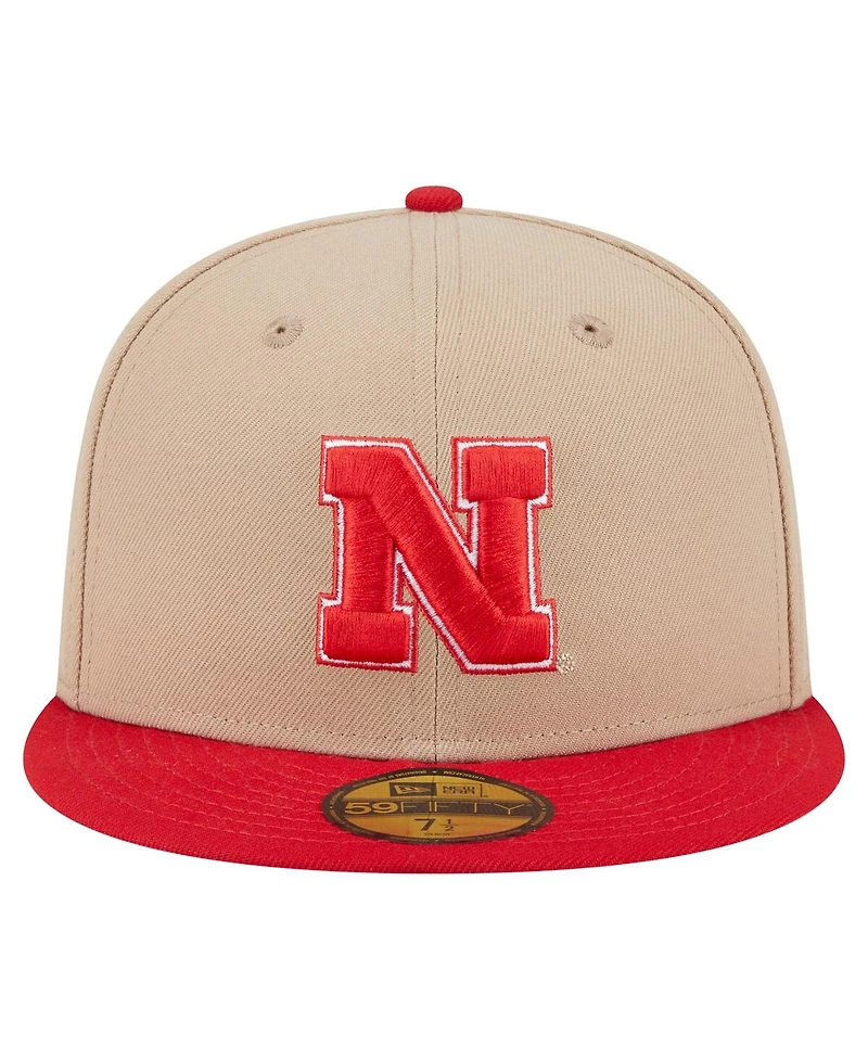 New Era Men's Khaki Nebraska Huskers Two-Tone 59FIFTY Fitted Hat
