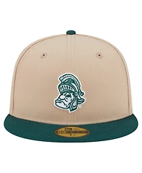 New Era Men's Khaki Michigan State Spartans Throwback Two-Tone 59FIFTY Fitted Hat