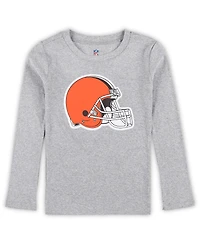Outerstuff Preschool 2-Piece Heather Gray Cleveland Browns Long Sleeve T-Shirt and Pants Sleep Set