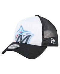 New Era Toddler White/Black Miami Marlins Painted A-Frame 9FORTY Trucker Adjustable Hat