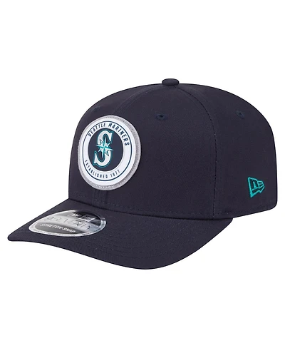 New Era Men's Navy Seattle Mariners Circle Patch 9SEVENTY Stretch-Snap Hat