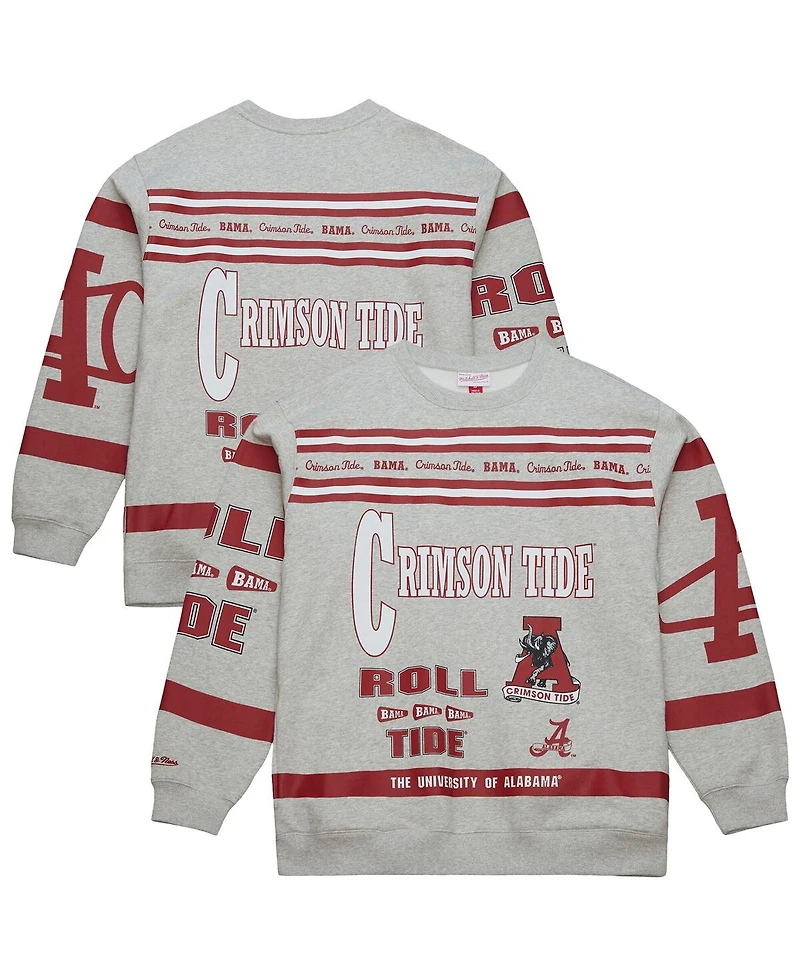Mitchell & Ness Men's Gray Alabama Crimson Tide All Over Print Sweatshirt