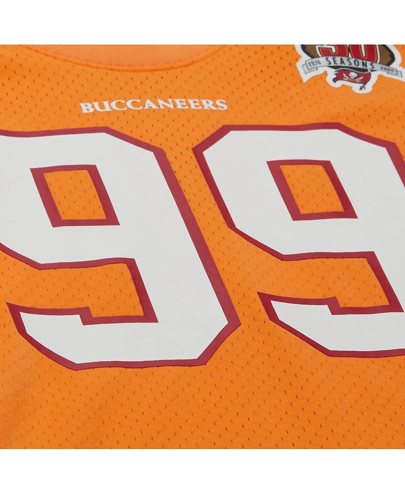 Mitchell & Ness Men's Warren Sapp Orange Tampa Bay Buccaneers Retired Player Name Number Mesh T-Shirt