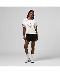 Mitchell & Ness Women's Cream Lsu Tigers Cropped Ringer T-Shirt