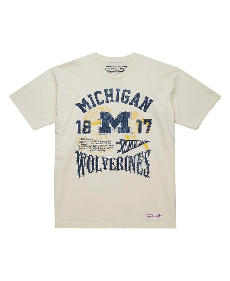 Mitchell & Ness Men's Cream Michigan Wolverines Heritage Scholar T-Shirt