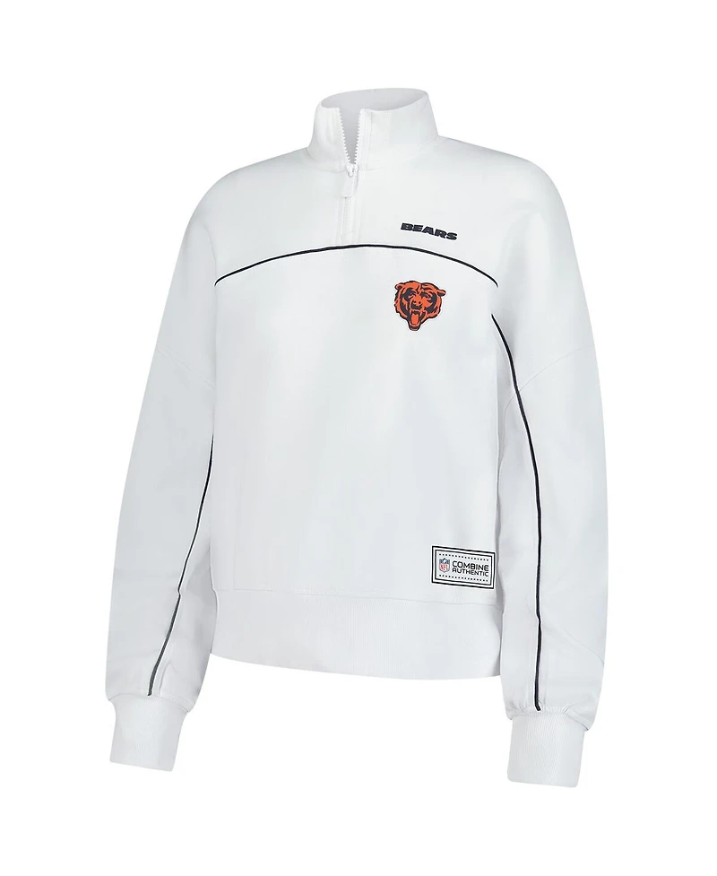 New Era Women's White Chicago Bears Functional Fandom Quarter-Zip Sweatshirt