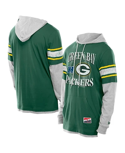 New Era Men's Green Bay Packers Twofer Layered Long Sleeve Hoodie T-Shirt
