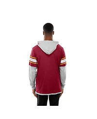 New Era Men's Burgundy Washington Commanders Twofer Layered Long Sleeve Hoodie T-Shirt