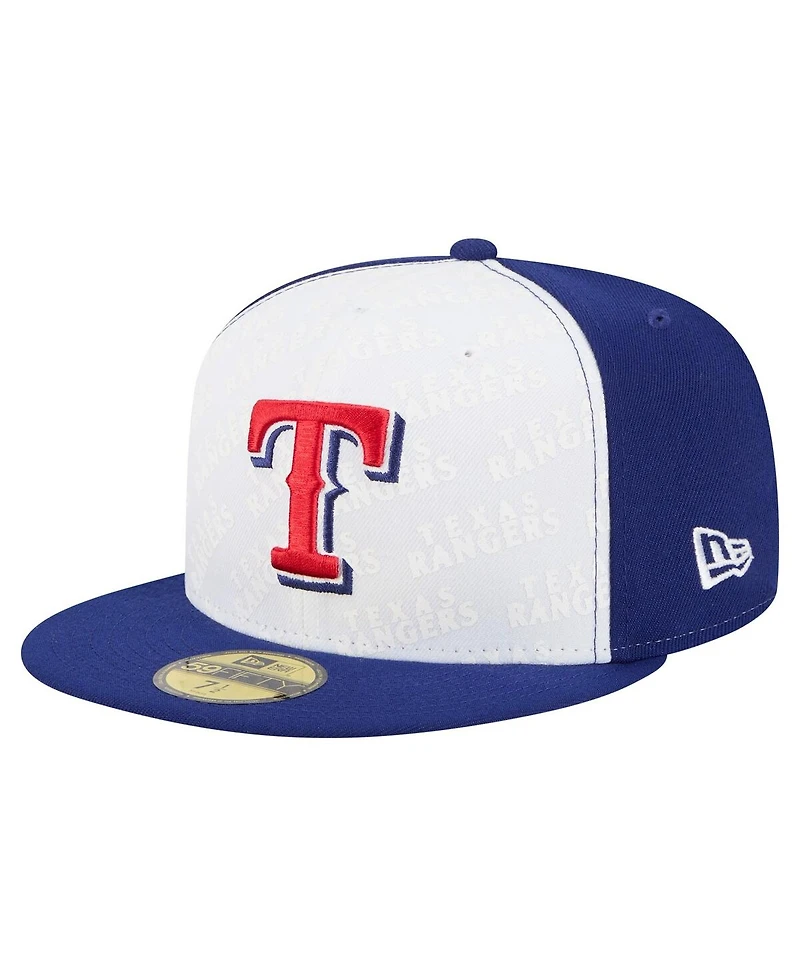 New Era Men's White/Royal Texas Rangers Repeat 59FIFTY Fitted Hat