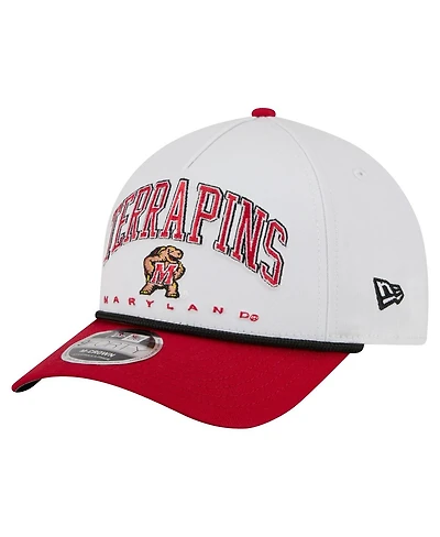 New Era Men's White/Red Maryland Terrapins Arch Two-Tone Rope 9FORTY A-Frame M-Crown Adjustable Hat