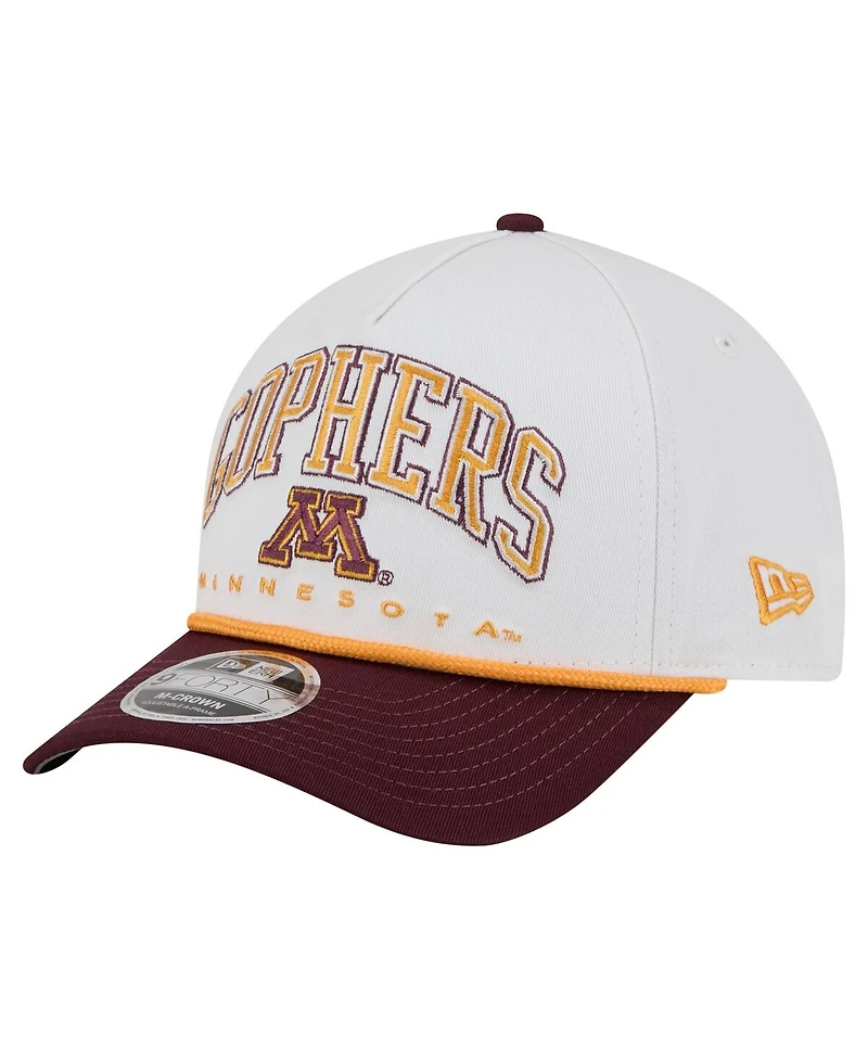 New Era Men's White/Maroon Minnesota Golden Gophers Arch Two-Tone Rope 9FORTY A-Frame M-Crown Adjustable Hat