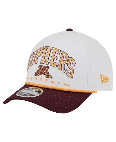 New Era Men's White/Maroon Minnesota Golden Gophers Arch Two-Tone Rope 9FORTY A-Frame M-Crown Adjustable Hat