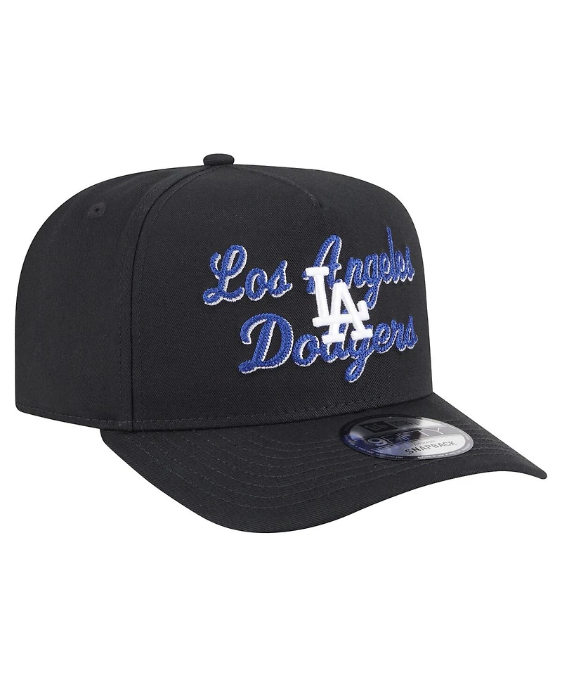 New Era Men's Black Los Angeles Dodgers Chainstitch 9FIFTY A-Frame Snapback Hat