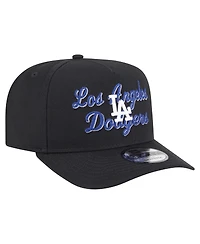 New Era Men's Black Los Angeles Dodgers Chainstitch 9FIFTY A-Frame Snapback Hat