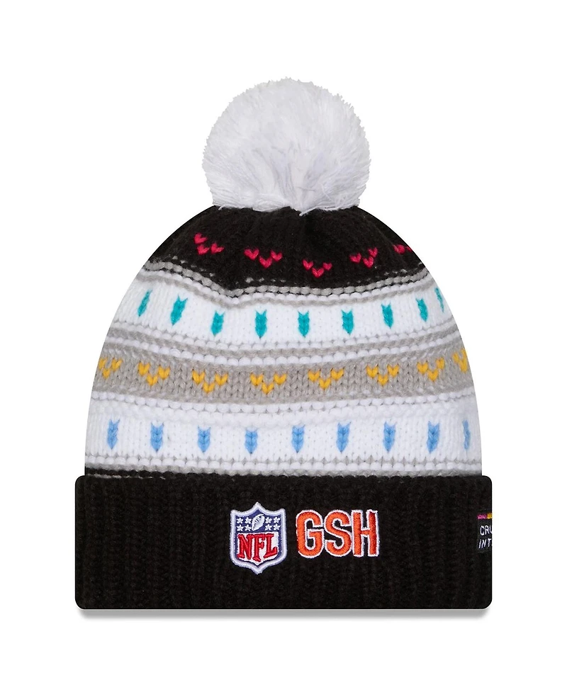 New Era Women's Black Chicago Bears 2025 Nfl Crucial Catch Cuffed Knit with Pom Hat