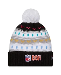 New Era Women's Black Chicago Bears 2025 Nfl Crucial Catch Cuffed Knit with Pom Hat