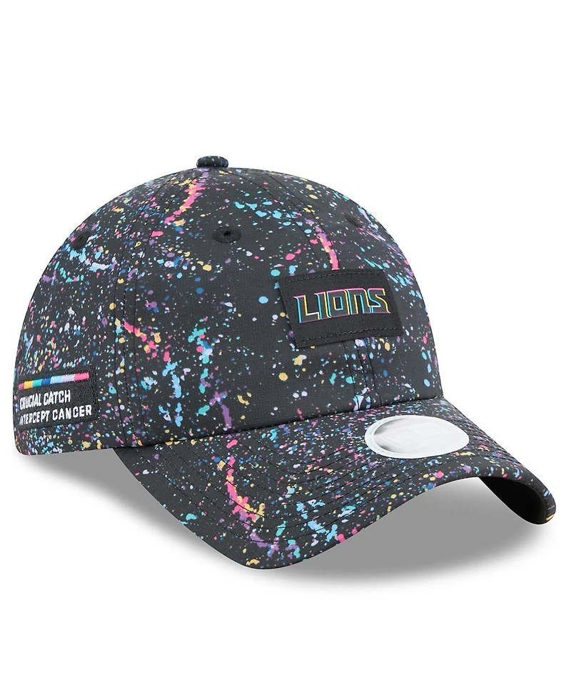 New Era Women's Black Detroit Lions 2025 Nfl Crucial Catch Pony Tail Adjustable Hat