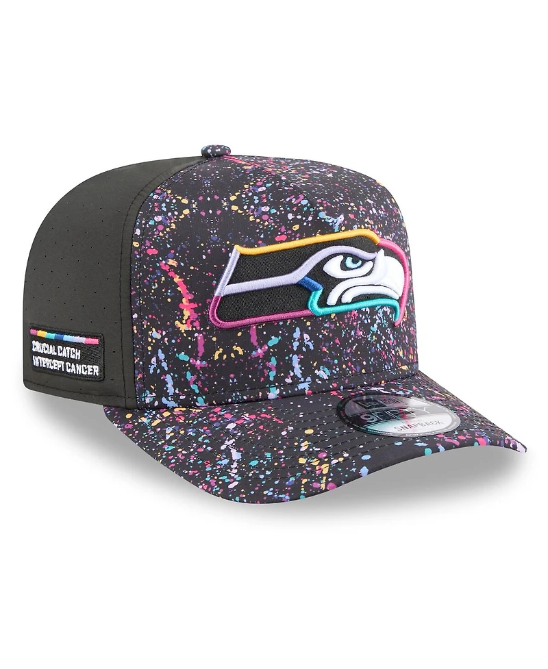 New Era Men's Black Seattle Seahawks 2025 Nfl Crucial Catch A-Frame 9FIFTY Snapback Hat