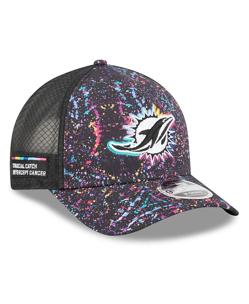 New Era Men's Black Miami Dolphins 2025 Nfl Crucial Catch 9FORTY Adjustable Hat