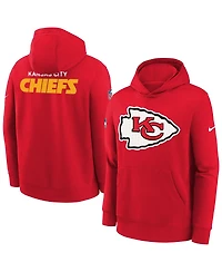 Nike Big Boys and Girls Red Kansas City Chiefs Sideline Club Fleece Hoodie