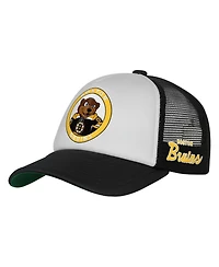 Mitchell & Ness Big Boys and Girls White Boston Bruins Mascot Adjustable Trucker Hat