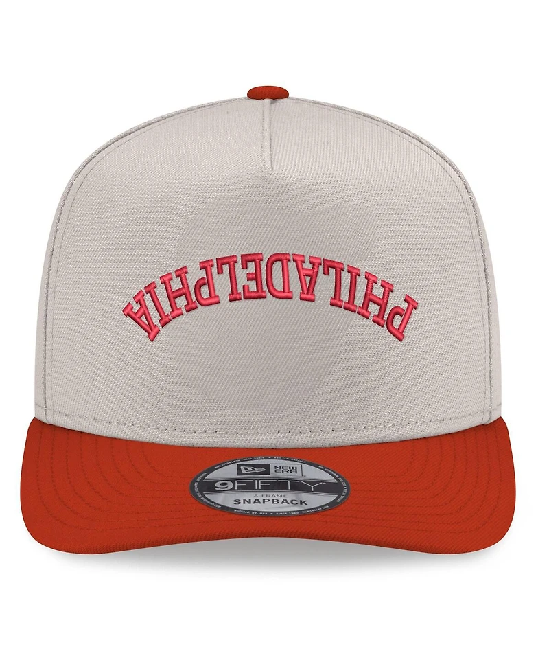 New Era Men's Cream/Red Philadelphia Phillies Upside Down City Name A-Frame 9FIFTY Snapback Hat