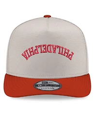 New Era Men's Cream/Red Philadelphia Phillies Upside Down City Name A-Frame 9FIFTY Snapback Hat