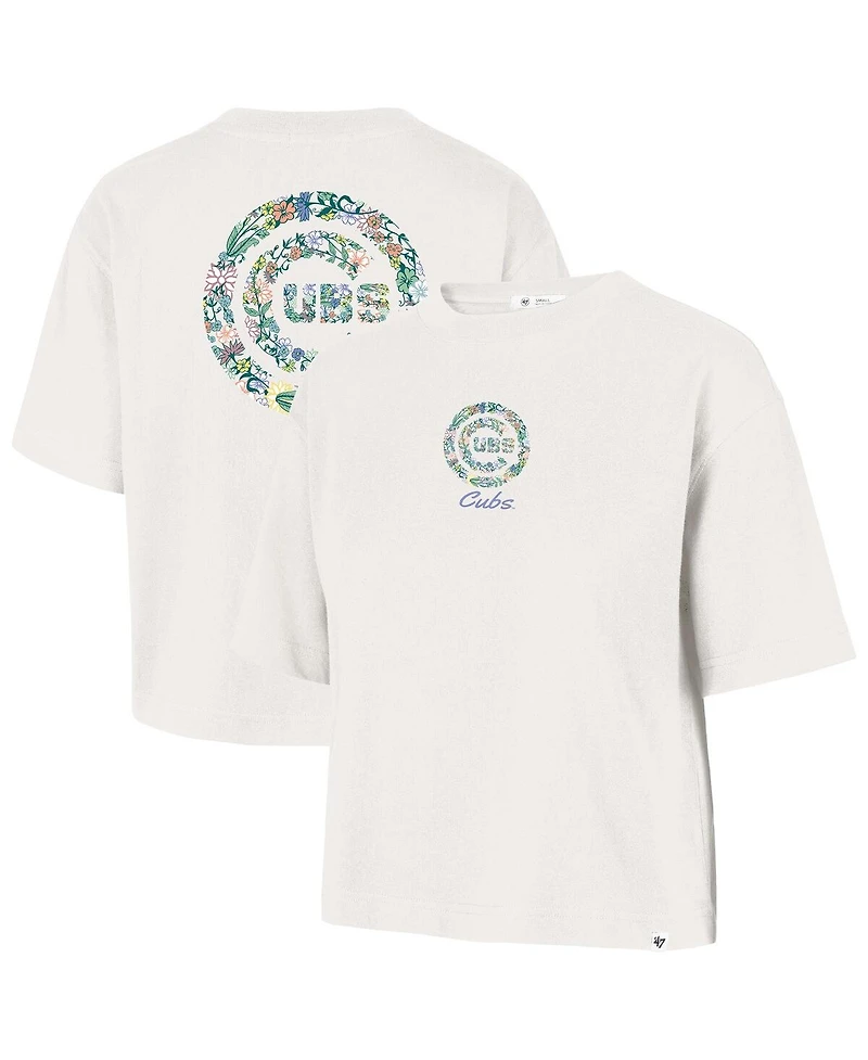 '47 Brand Women's Natural Chicago Cubs Full Bloom Cropped T-Shirt