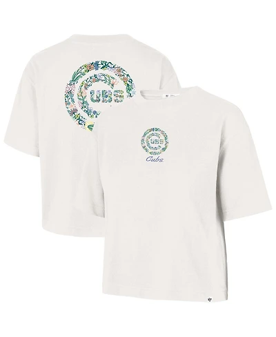 '47 Brand Women's Natural Chicago Cubs Full Bloom Cropped T-Shirt
