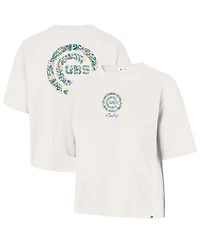 '47 Brand Women's Natural Chicago Cubs Full Bloom Cropped T-Shirt
