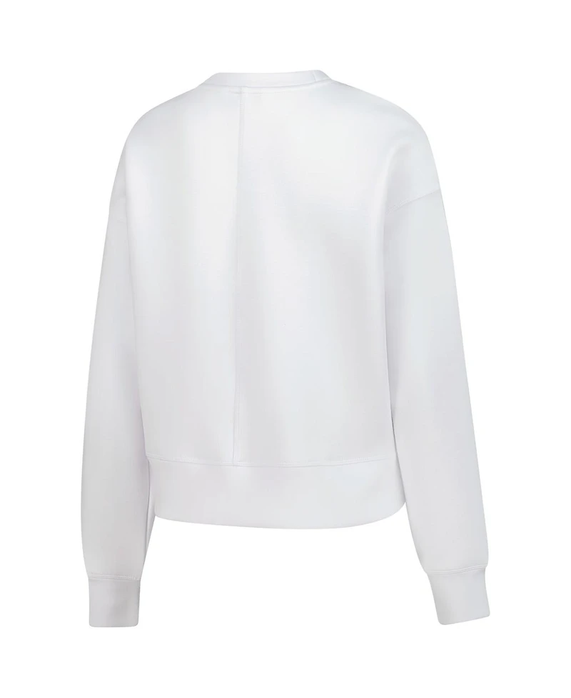 Levelwear Women's White Uswnt Luxe Sponge Tri-Blend Pullover Sweatshirt