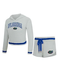 Concepts Sport Women's 2-Piece Gray/Royal Florida Gators Whitley Long Sleeve Hoodie Top and Shorts Set