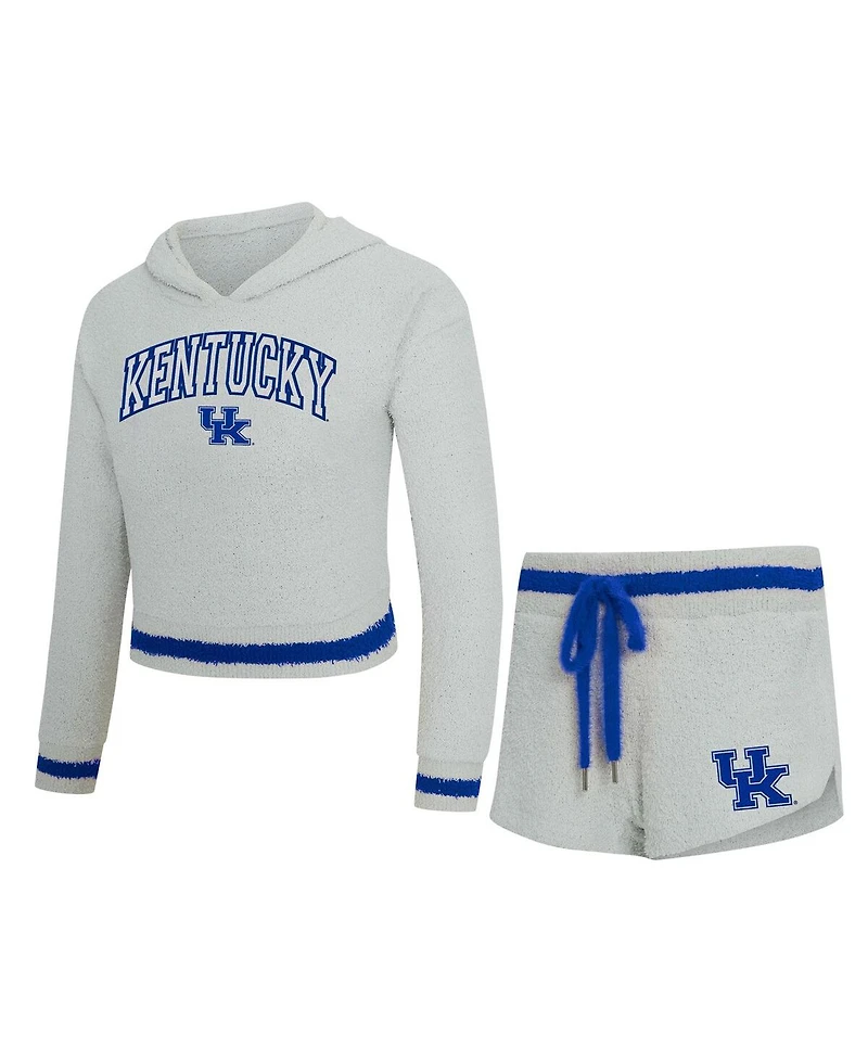 Concepts Sport Women's 2-Piece Gray/Royal Kentucky Wildcats Whitley Long Sleeve Hoodie Top and Shorts Set