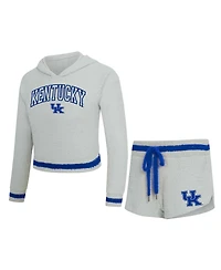 Concepts Sport Women's 2-Piece Gray/Royal Kentucky Wildcats Whitley Long Sleeve Hoodie Top and Shorts Set