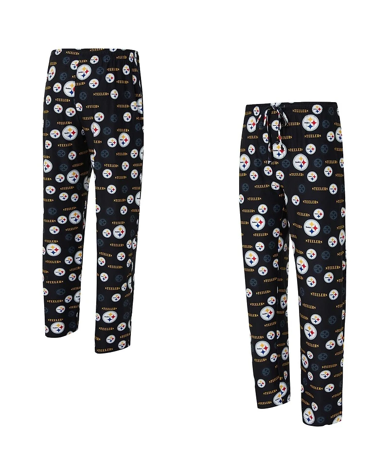 Concepts Sport Men's Black Pittsburgh Steelers Mosaic All Over Print Pants