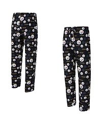 Concepts Sport Men's Black Pittsburgh Steelers Mosaic All Over Print Pants
