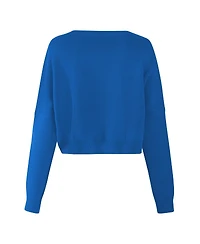 Hype And Vice Women's Royal Florida Gators Oversized Cropped Ivy Knit Pullover Sweater