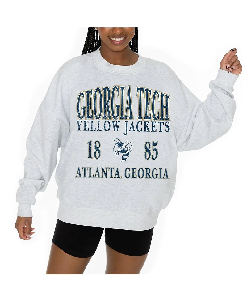 Gameday Couture Women's Ash Georgia Tech Yellow Jackets Premium Fleece Pullover Sweatshirt