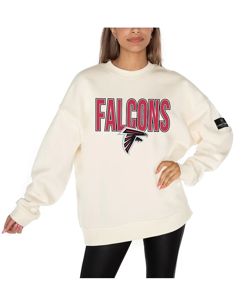 Gameday Couture Women's Cream Atlanta Falcons Premium Fleece Oversized Drop Shoulder Pullover Sweatshirt