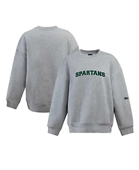 Hype And Vice Women's Heather Gray Michigan State Spartans Offside Pullover Sweatshirt