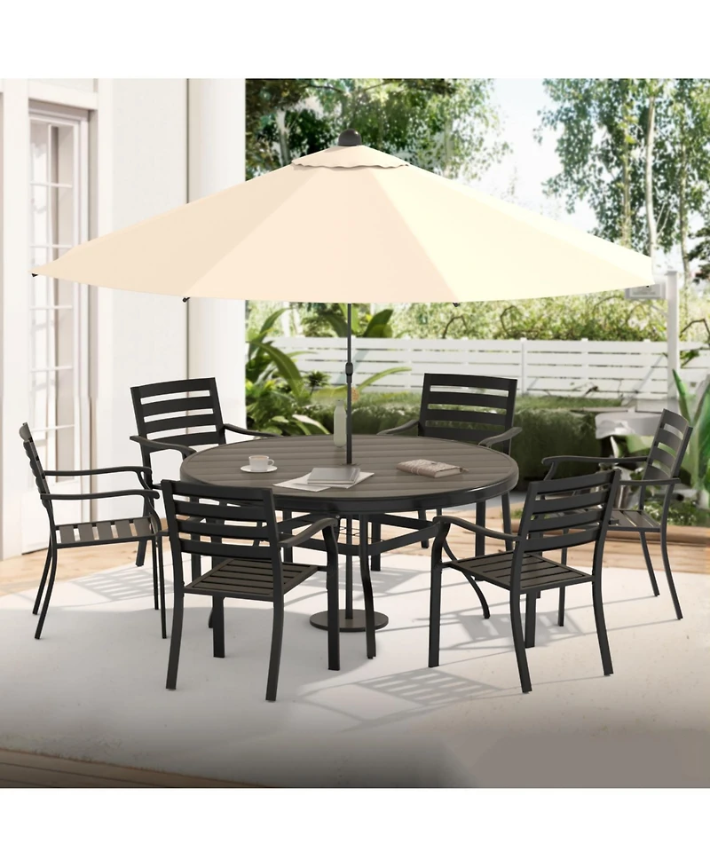 Streamdale Furniture Iron Terrace Dining Chairs - Set of 2, Black Metal Outdoor Chairs