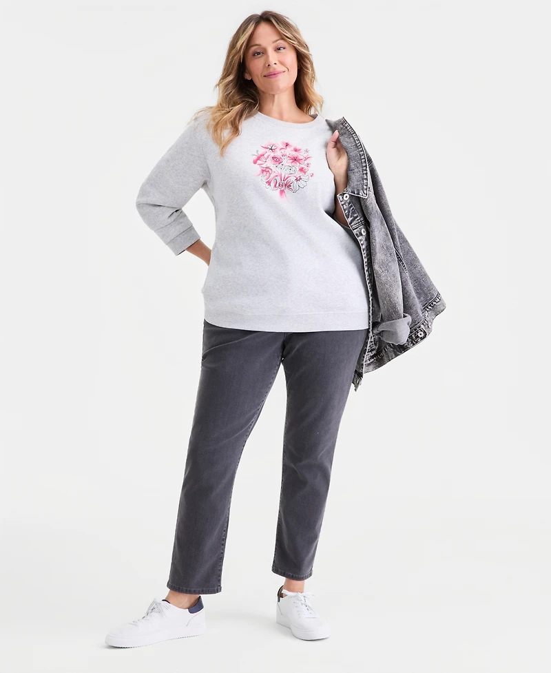 Style & Co Plus Graphic Fleece Sweatshirt, Macy's Exclusive